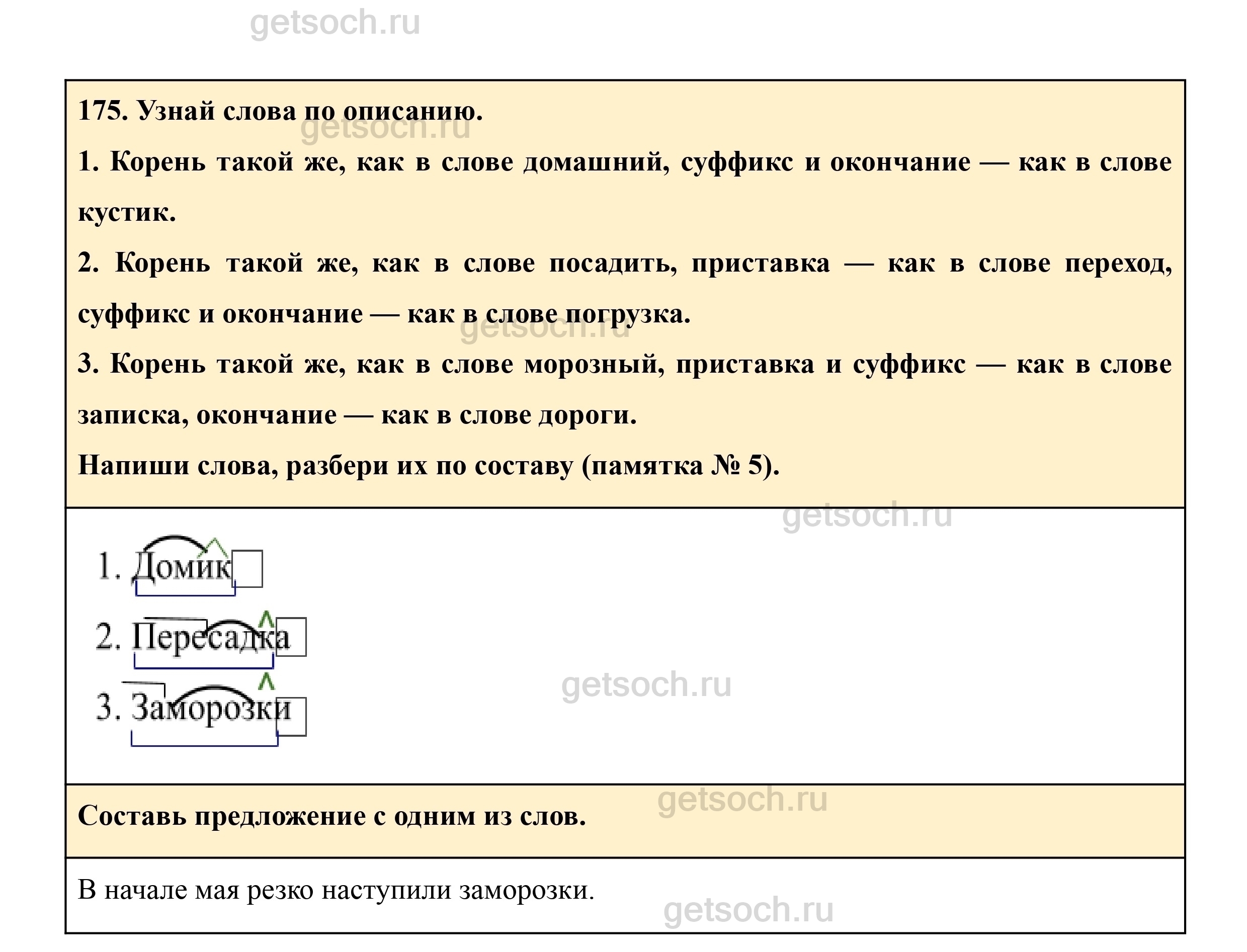 Упражнение 175- ГДЗ Русский язык 3 класс Учебник Рамзаева. Часть 1 - Getsoch