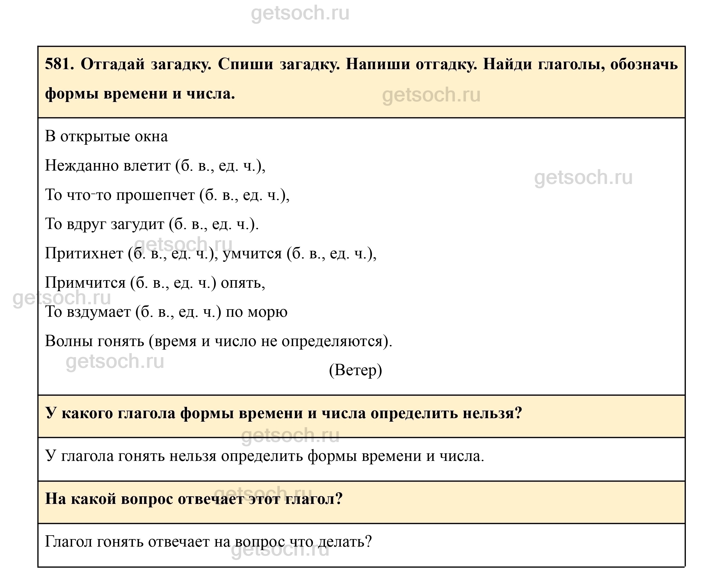 Упражнение 581- ГДЗ Русский язык 3 класс Учебник Рамзаева. Часть 2 - Getsoch