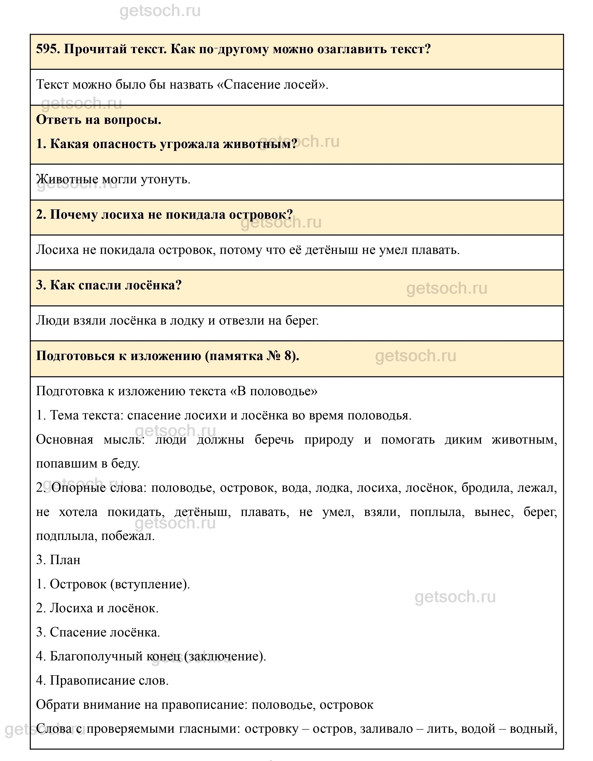 Упражнение 595- ГДЗ Русский язык 3 класс Учебник Рамзаева. Часть 2 - Getsoch